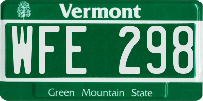 VT license plate WFE298