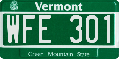 VT license plate WFE301