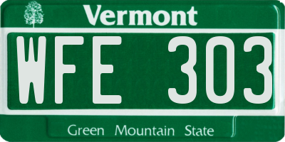 VT license plate WFE303