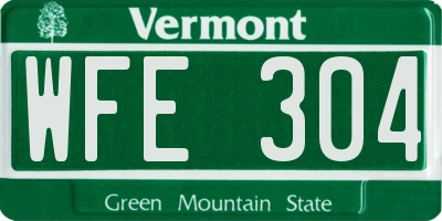 VT license plate WFE304