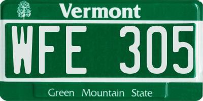 VT license plate WFE305