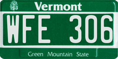 VT license plate WFE306