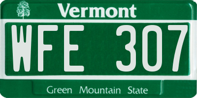 VT license plate WFE307