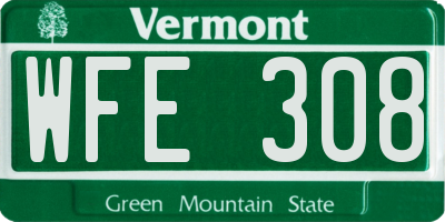 VT license plate WFE308