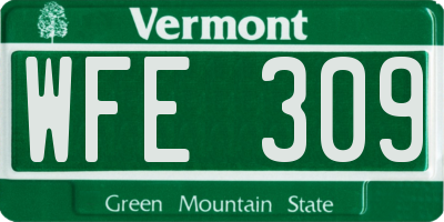 VT license plate WFE309