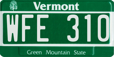 VT license plate WFE310