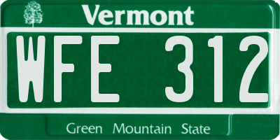 VT license plate WFE312