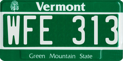 VT license plate WFE313