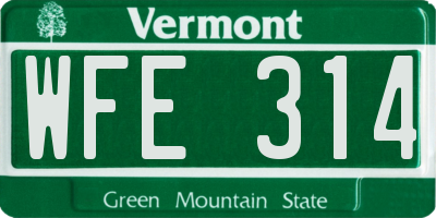VT license plate WFE314
