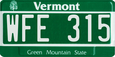 VT license plate WFE315