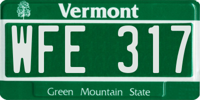 VT license plate WFE317