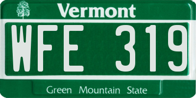 VT license plate WFE319
