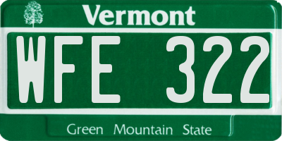 VT license plate WFE322