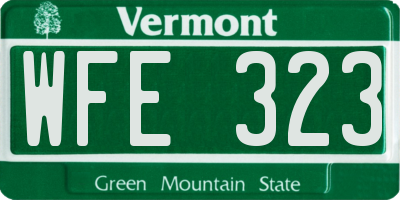 VT license plate WFE323
