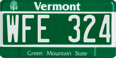 VT license plate WFE324