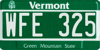 VT license plate WFE325