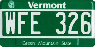 VT license plate WFE326
