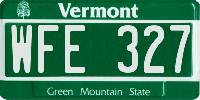 VT license plate WFE327