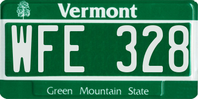 VT license plate WFE328