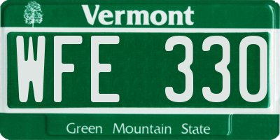 VT license plate WFE330