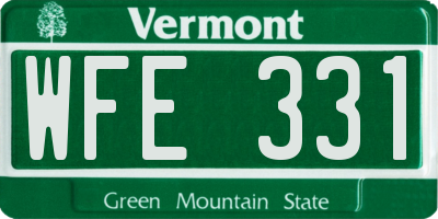 VT license plate WFE331