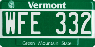 VT license plate WFE332