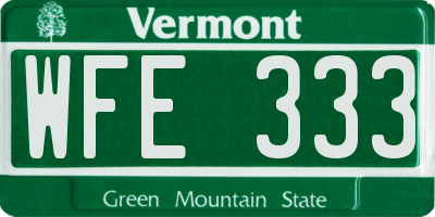 VT license plate WFE333