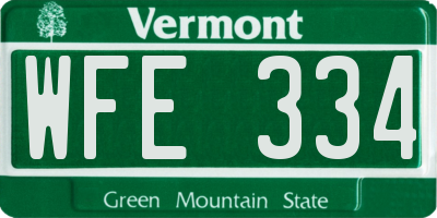 VT license plate WFE334