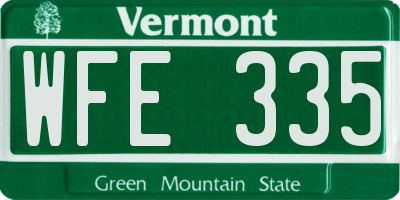 VT license plate WFE335