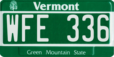VT license plate WFE336