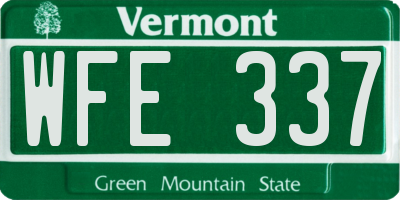 VT license plate WFE337