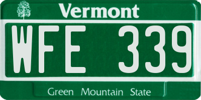 VT license plate WFE339