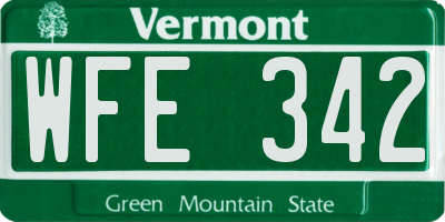 VT license plate WFE342