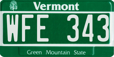 VT license plate WFE343