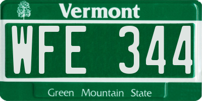 VT license plate WFE344