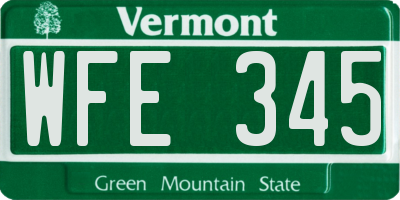 VT license plate WFE345