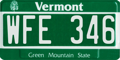 VT license plate WFE346