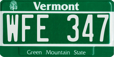 VT license plate WFE347