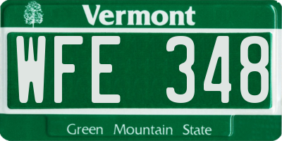 VT license plate WFE348