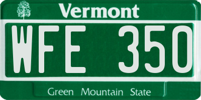 VT license plate WFE350