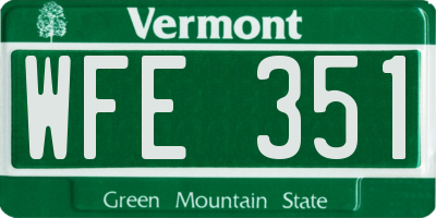 VT license plate WFE351