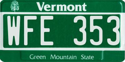 VT license plate WFE353