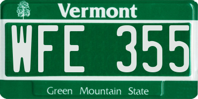 VT license plate WFE355