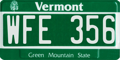 VT license plate WFE356
