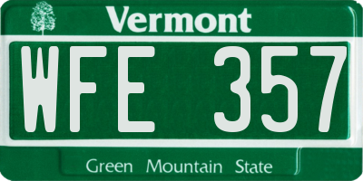 VT license plate WFE357