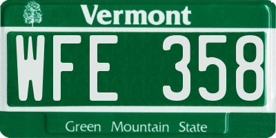 VT license plate WFE358