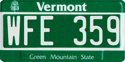VT license plate WFE359