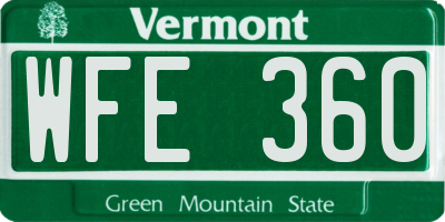 VT license plate WFE360