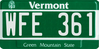 VT license plate WFE361