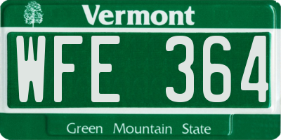 VT license plate WFE364